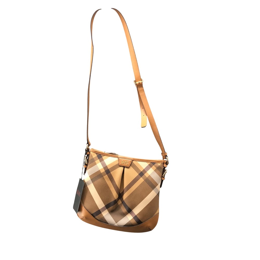 NWT DAKS London House Check Plaid Crossbody Bag Leather Trim Korean Import
